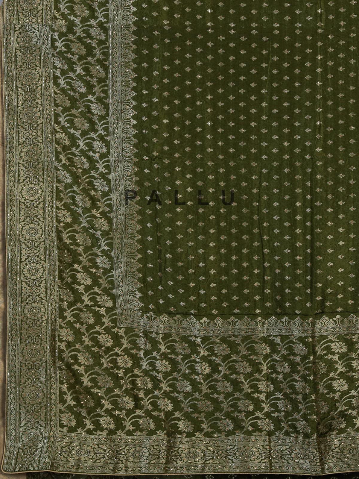 Green zari woven dola silk festive saree design