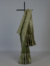 Green zari woven dola silk festive saree design
