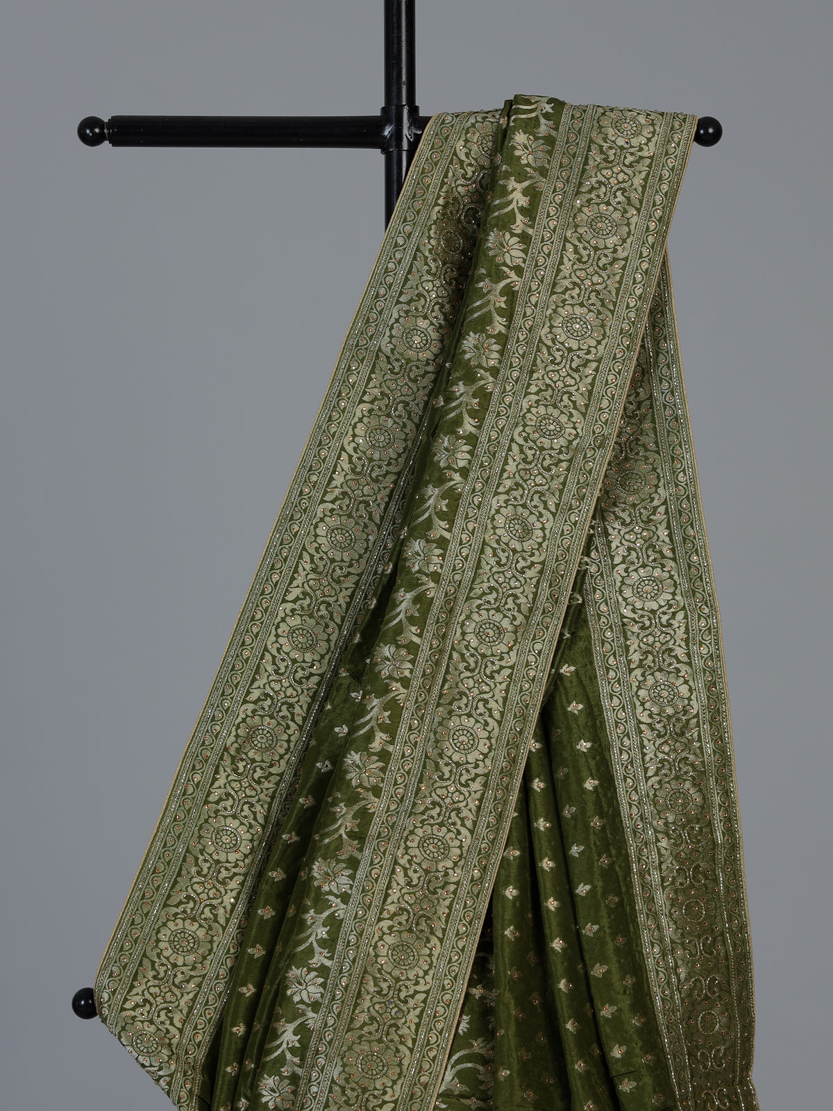 Green zari woven dola silk festive saree design