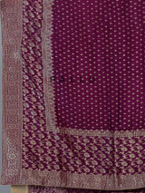 Purple woven dola silk wedding saree with elegance