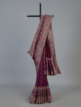 Purple woven dola silk wedding saree with elegance