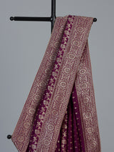 Purple woven dola silk wedding saree with elegance