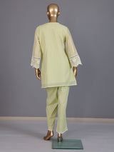 Green designer cotton embroidered co-ord set