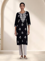 Black premium cotton silk traditional kurti
