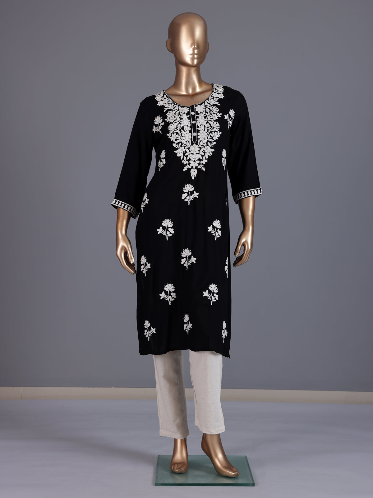 Black premium cotton silk traditional kurti
