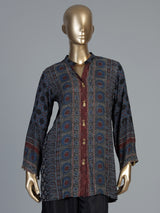 Blue ajrakh kurti set with classic palazzo styling