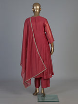 Rani pink kurti set highlighted with floral boota embroidery