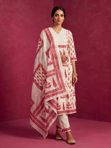 Off white floral kurti set with elegant festive styling