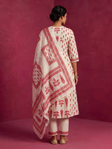 Off white floral kurti set with elegant festive styling