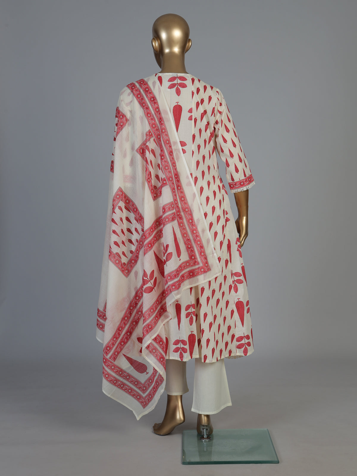 Off white floral kurti set with elegant festive styling