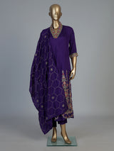 Purple anarkali kurti set with regal festive elegance