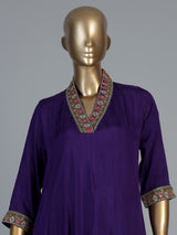 Purple anarkali kurti set with regal festive elegance
