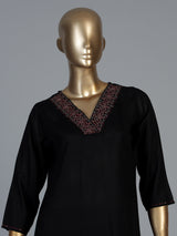 Black cotton kurti set with printed dupatta