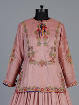 Onion pink raw silk lehenga choli with rajsthani style dupatta