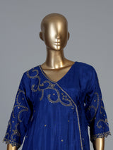Royal blue silk anarkali salwar suit with gota zardosi embroidery dupatta