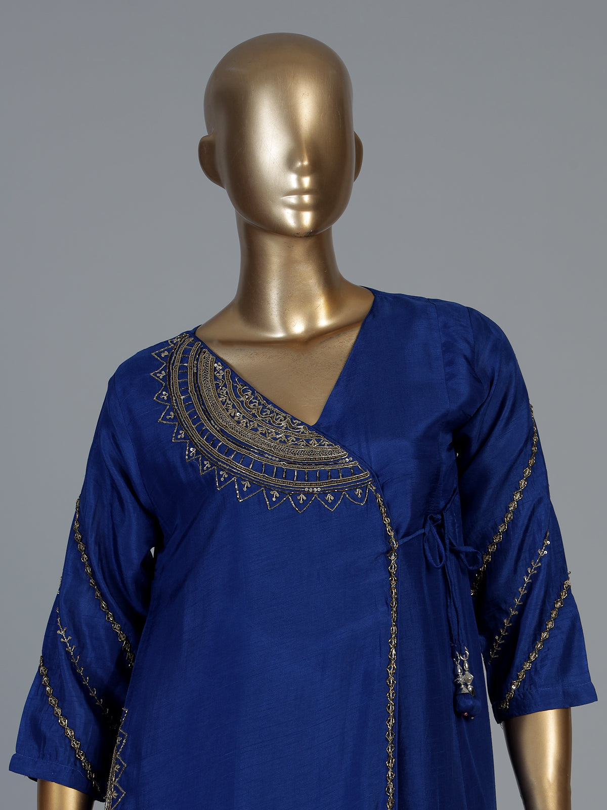 Royal blue silk anarkali salwar suit with dupatta and stylish pants