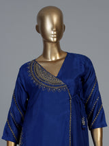 Royal blue silk anarkali salwar suit with dupatta and stylish pants
