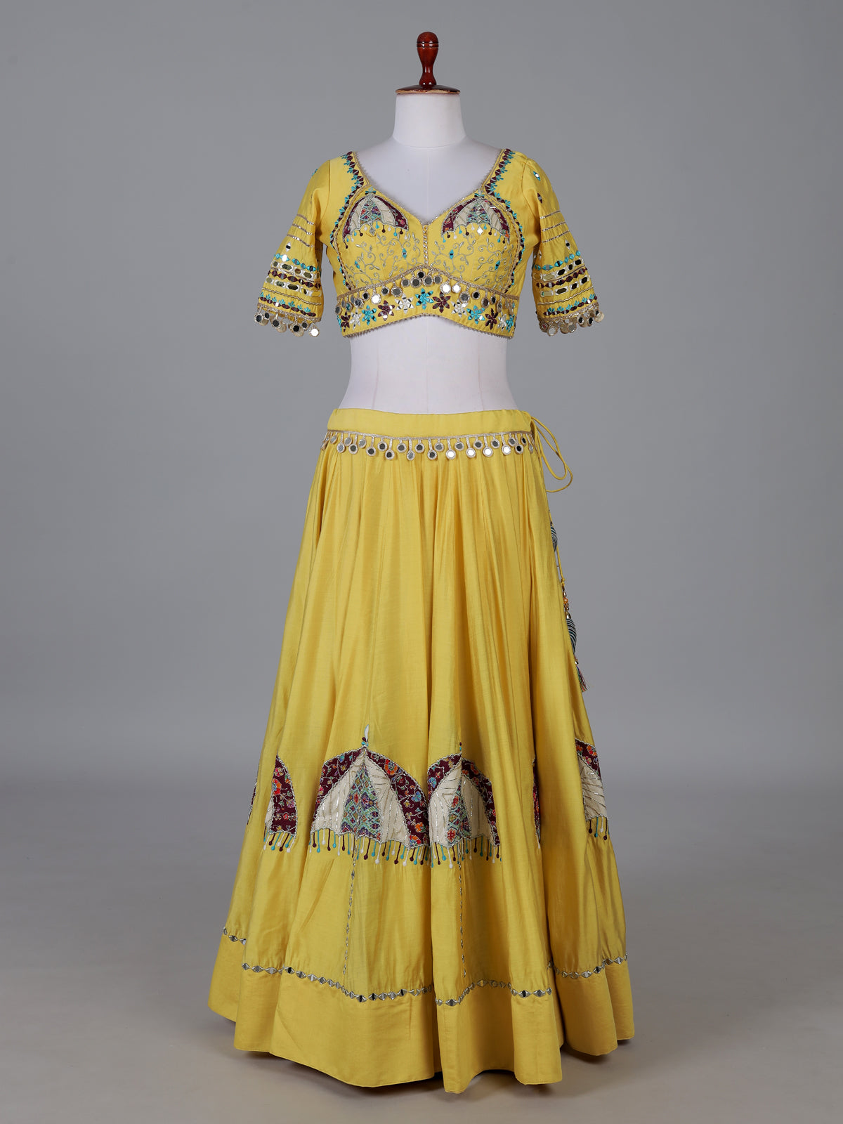 Yellow embroidered navratri wear lehenga choli