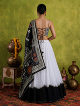 White tissue silk lehenga choli for navratri celebration