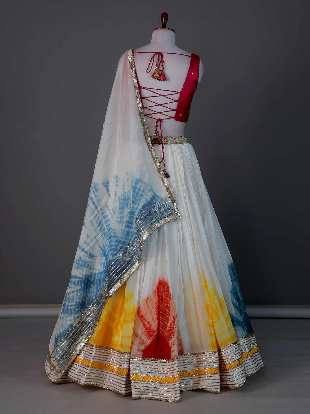 Off white multicolor navratri lehenga choli