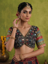 Black multicolor traditional navratri wear lehenga choli