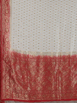 White dola silk elegant festive saree with luxurious embellishments