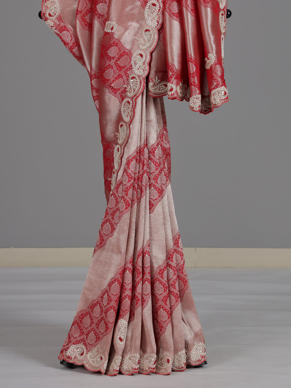 Red tissue silk bridal festive saree