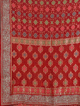 Red bandhani georgette designer saree with festive wear