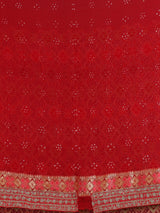Red bandhani georgette designer saree with festive wear