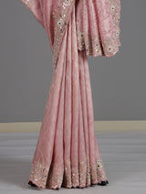 Light pink ziraf silk designer saree with luxurious embellishment work
