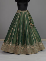 Pastel green silk unstitched wedding wear lehenga choli