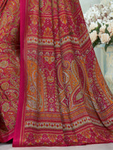Magenta crepe silk elegant printed saree for everyday ethnic fashion
