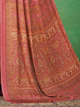 Pink floral printed crepe silk casual saree