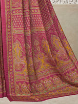 Wine floral printed crepe silk casual saree