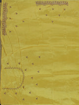 Traditional yellow shaded dola shimmer saree for haldi ceremony