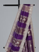 Purple dola silk designer saree with radiant festive
