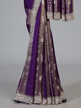 Purple dola silk designer saree with radiant festive