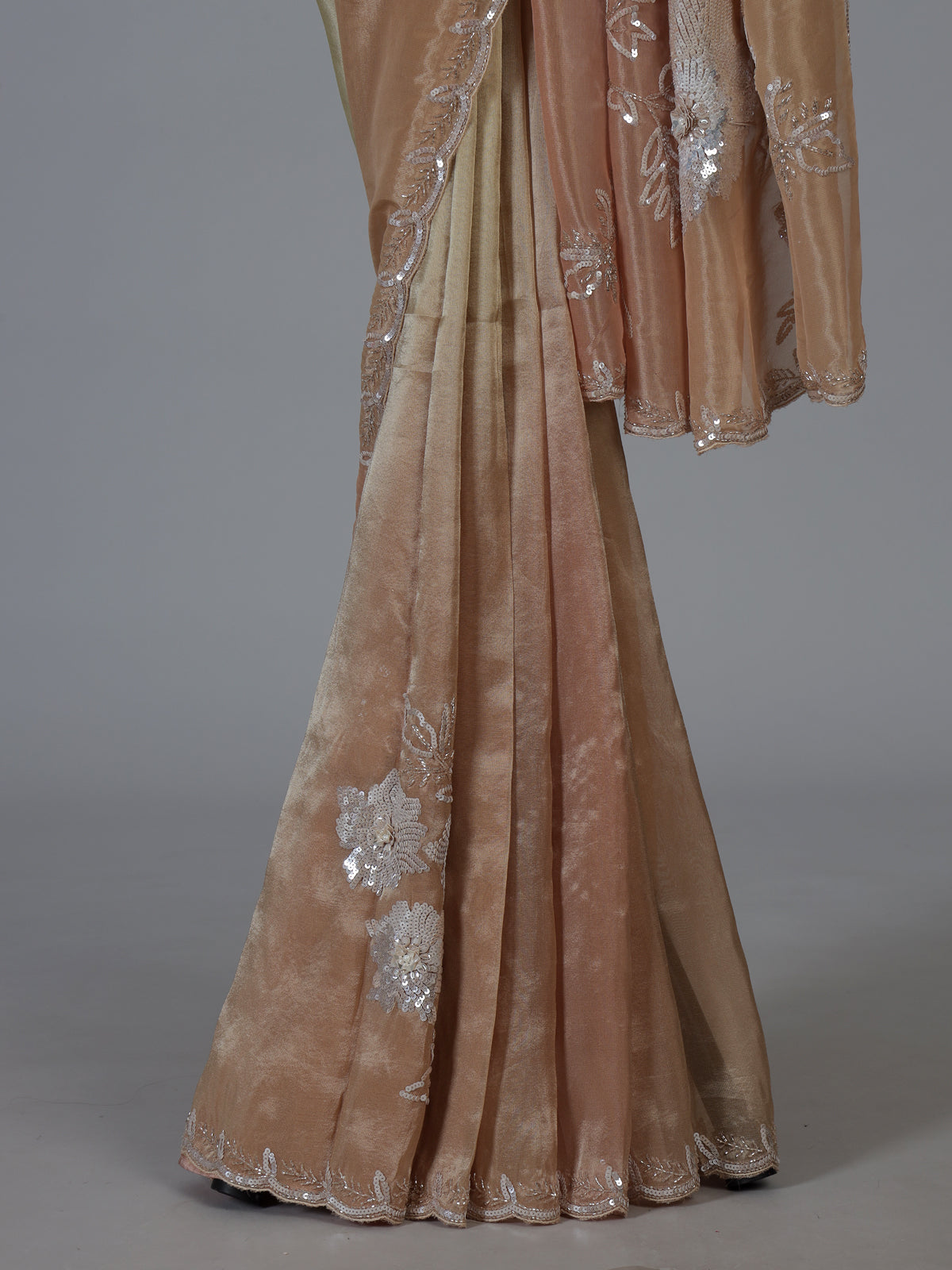 Pastel multi color tissue silk shaded saree with graceful festive charm