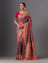 Rani pink art patola silk saree with graceful traditional elegance