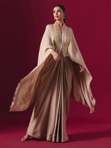 Beige soft georgette designer indowestern festive suit with zari