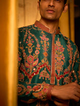 Teal blue royal paisley viscose kurta pajama