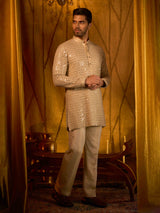 Off white embroidered tissue silk premium kurta suit