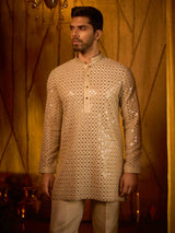 Off white embroidered tissue silk premium kurta suit