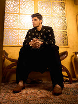 Black terry rayon imperial celebration kurta suit wear
