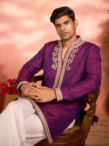 Purple soft silk majestic ethnic celebration attire for men