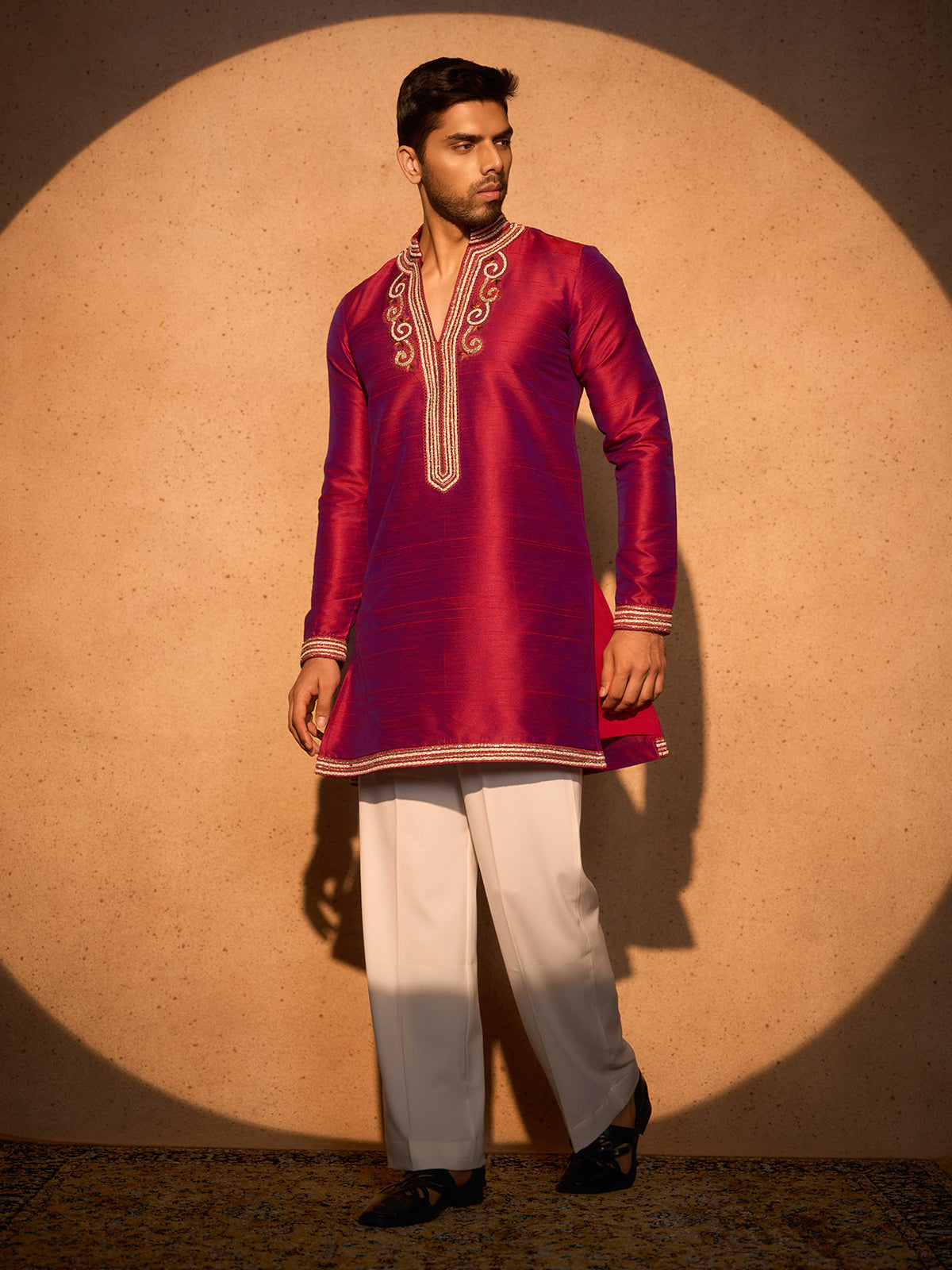 Pastel purple soft silk royal celebration kurta attire