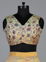 Multi colour heritage Pichwai georgette silk lehenga ensemble
