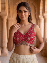 Rani pink ombre sheen silk wedding lehenga choli ensemble