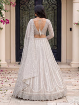White net designer lehenga choli with embellished dupatta