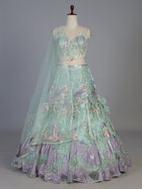 Pista net embellished statement lehenga choli
